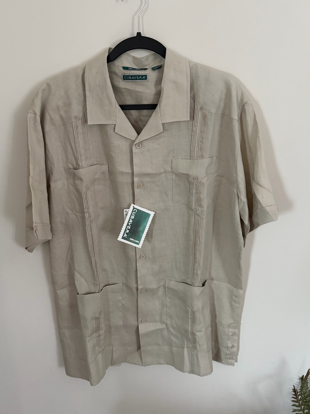 Cubavera Short-Sleeve Guayabera in Light Beige